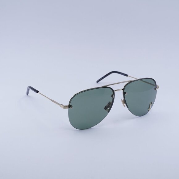 Saint Laurent CLASSIC 11 M 003 Sunglasses Gold Aviator Frame, Green Lenses - Picture 1 of 11